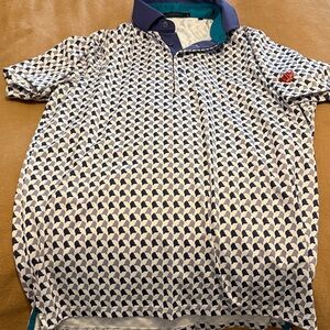 Greyson Blue and White Patterned Polo Shirt - Lulu Country Club